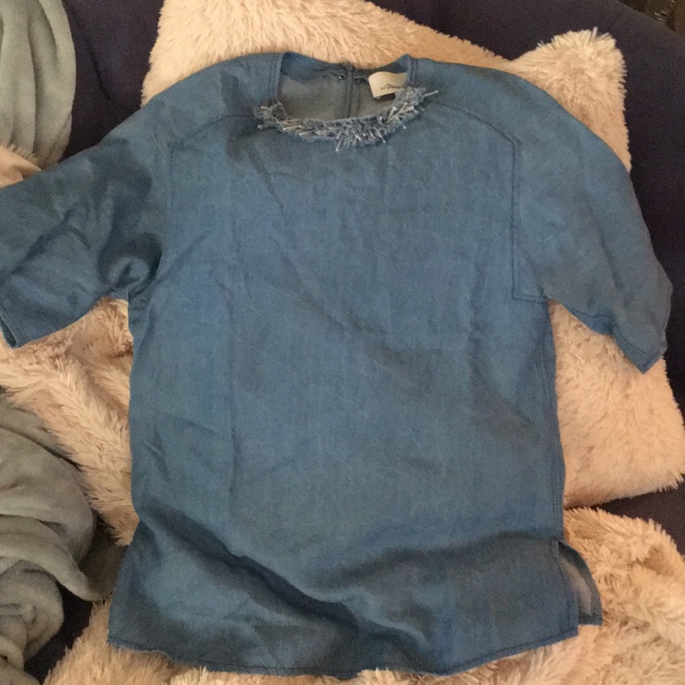 3.1 Phillip Lim  HOST PICK frayed denim top - Picture 5 of 8